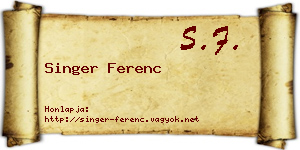 Singer Ferenc névjegykártya